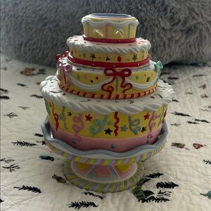 PartyLite Yellow Pink Multicolor Tiered Celebration Cake Tea Light Holder